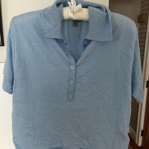 NWOT JCrew cashmere collar short sleeve sweater top in baby blue - S